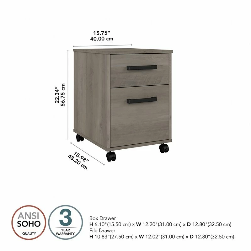Outlet π― Kathy Ireland Home By Bush Furniture City Park 2 Drawer Mobile File Cabinet In Driftwood Gray - Engineered Wood β¨ 5 Outlet π― Kathy Ireland Home By Bush Furniture City Park 2 Drawer Mobile File Cabinet In Driftwood Gray - Engineered Wood β¨ - Image 5