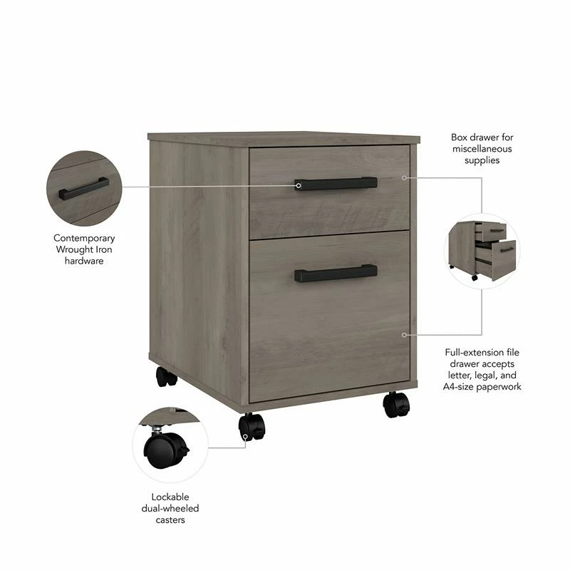 Outlet π― Kathy Ireland Home By Bush Furniture City Park 2 Drawer Mobile File Cabinet In Driftwood Gray - Engineered Wood β¨ 9 Outlet π― Kathy Ireland Home By Bush Furniture City Park 2 Drawer Mobile File Cabinet In Driftwood Gray - Engineered Wood β¨ - Image 9