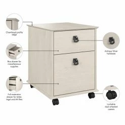 Discount 🔥 Bush Homestead Farmhouse Mobile File Cabinet In Linen White Oak - Engineered Wood 🧨 -Mobile Sales Store 2517679 2 L