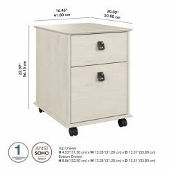 Discount 🔥 Bush Homestead Farmhouse Mobile File Cabinet In Linen White Oak - Engineered Wood 🧨 -Mobile Sales Store 2517679 4 L