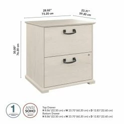 Coupon ✔️ Bush Homestead Farmhouse Lateral File Cabinet In Linen White Oak - Engineered Wood 🤩 -Mobile Sales Store 2517682 5 L