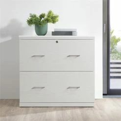 Hot Sale 🧨 OSP Home Furnishings Alpine 2-Drawer Engineered Wood Lateral File With Lockdowel In White Finish ✔️ -Mobile Sales Store 2518775 2 L