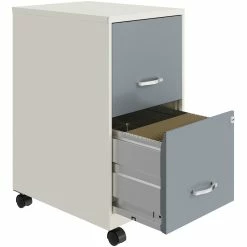 Budget 🎁 Hirsh Industries LLC Space Solutions 18" 2 Drawer Mobile Metal Vertical File Cabinet -White/Platinum 😀