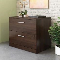 New 🥰 Sauder Affirm Engineered Wood Lateral Filing Cabinet In Noble Elm/Brown ✨ -Mobile Sales Store 2522221 2 L