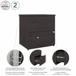 Promo 🌟 Bestar Ridgeley 2-Drawer Engineered Wood Lateral File Cabinet In Charcoal Maple 😍 -Mobile Sales Store 2572027 11 L