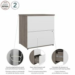Outlet 👍 Bestar Ridgeley 2-Drawer Engineered Wood Lateral File Cabinet In Maple/White 🛒 -Mobile Sales Store 2572029 11 L