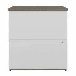 Outlet 👍 Bestar Ridgeley 2-Drawer Engineered Wood Lateral File Cabinet In Maple/White 🛒 -Mobile Sales Store 2572029 2 L