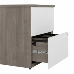 Outlet 👍 Bestar Ridgeley 2-Drawer Engineered Wood Lateral File Cabinet In Maple/White 🛒 -Mobile Sales Store 2572029 5 L