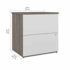Outlet 👍 Bestar Ridgeley 2-Drawer Engineered Wood Lateral File Cabinet In Maple/White 🛒 -Mobile Sales Store 2572029 9 L