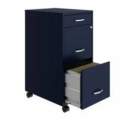 Brand new 🤩 UrbanPro 18" Deep 3 Drawer Mobile Metal File Cabinet In Navy 🛒 -Mobile Sales Store 2580344 3 L