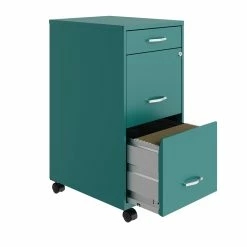 Top 10 😉 UrbanPro 18" Deep 3 Drawer Mobile Metal File Cabinet In Teal/Turquoise 😀 -Mobile Sales Store 2580345 3 L