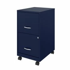 Budget 🌟 UrbanPro 18" 2 Drawer Metal Mobile Smart Vertical File Cabinet In Navy ✔️ -Mobile Sales Store 2580347 2 L