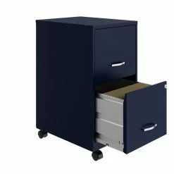 Budget 🌟 UrbanPro 18" 2 Drawer Metal Mobile Smart Vertical File Cabinet In Navy ✔️ -Mobile Sales Store 2580347 3 L