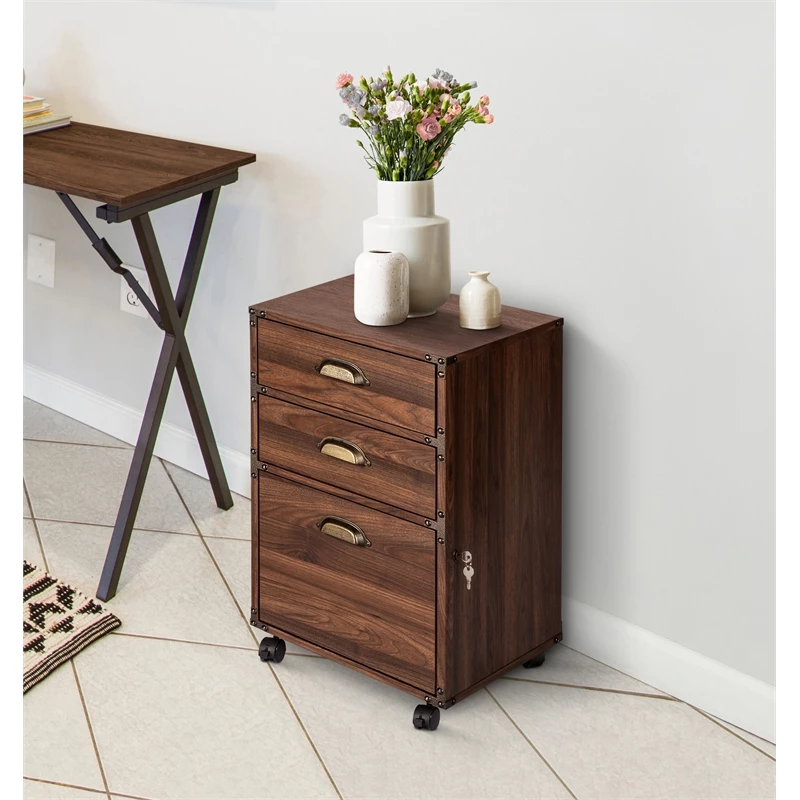 Buy π Saint Birch Logan Mobile Wood Filing Cabinet With 3 Drawer In Walnut β€οΈ 2 Buy π Saint Birch Logan Mobile Wood Filing Cabinet With 3 Drawer In Walnut β€οΈ - Image 2