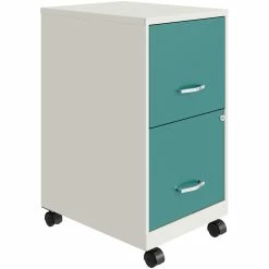Wholesale 🎁 UrbanPro 18" 2 Drawer Mobile Metal Vertical File Cabinet In White/Teal 👍