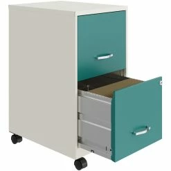 Wholesale 🎁 UrbanPro 18" 2 Drawer Mobile Metal Vertical File Cabinet In White/Teal 👍 -Mobile Sales Store 2601243 5 L