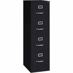 New 🔔 Bowery Hill 22"D Metal 4 Drawer Letter Width Vertical File Cabinet Black 🧨 -Mobile Sales Store 2613885 2 L