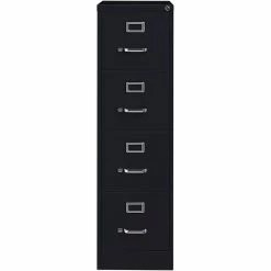 New 🔔 Bowery Hill 22"D Metal 4 Drawer Letter Width Vertical File Cabinet Black 🧨 -Mobile Sales Store 2613885 3 L