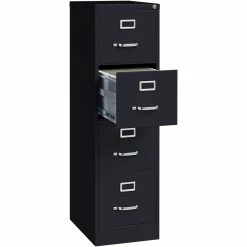 New 🔔 Bowery Hill 22"D Metal 4 Drawer Letter Width Vertical File Cabinet Black 🧨 -Mobile Sales Store 2613885 5 L