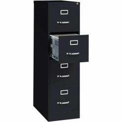 New ❤️ Bowery Hill 22"D Metal 4 Drawer Letter Width Vertical File Cabinet Black ⌛ -Mobile Sales Store 2613886 2 L