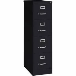 New ❤️ Bowery Hill 22"D Metal 4 Drawer Letter Width Vertical File Cabinet Black ⌛ -Mobile Sales Store 2613886 3 L