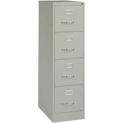 New 🥰 Bowery Hill 22"D Metal 4 Drawer Letter Width Vertical File Cabinet Light Gray ⌛ -Mobile Sales Store 2613887 2 L