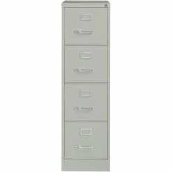 New 🥰 Bowery Hill 22"D Metal 4 Drawer Letter Width Vertical File Cabinet Light Gray ⌛ -Mobile Sales Store 2613887 3 L