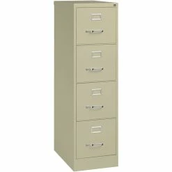 Buy 🎉 Bowery Hill 25"D Metal 4 Drawer Letter Width Vertical File Cabinet Putty/Beige 🎁 -Mobile Sales Store 2613888 3 L