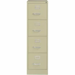 Buy 🎉 Bowery Hill 25"D Metal 4 Drawer Letter Width Vertical File Cabinet Putty/Beige 🎁 -Mobile Sales Store 2613888 4 L