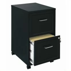 New 😉 Hirsh Industries LLC Space Solutions 18" Metal 2 Drawer Mobile Smart Vertical File Cabinet Black 😍