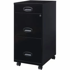 Brand new ❤️ Hirsh Industries LLC Hirsh 18" Deep 3 Drawer Mobile Metal File Cabinet With Pencil Drawer Black 🎁 -Mobile Sales Store 436236 5 L