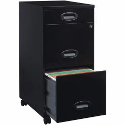Brand new ❤️ Hirsh Industries LLC Hirsh 18" Deep 3 Drawer Mobile Metal File Cabinet With Pencil Drawer Black 🎁 -Mobile Sales Store 436236 6 L
