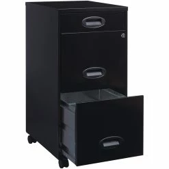 Brand new ❤️ Hirsh Industries LLC Hirsh 18" Deep 3 Drawer Mobile Metal File Cabinet With Pencil Drawer Black 🎁 -Mobile Sales Store 436236 7 L