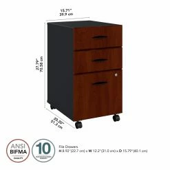 Top 10 🧨 BBF Series A 3 Drawer Mobile File Cabinet In Hansen Cherry - Engineered Wood ✨ -Mobile Sales Store 471290 8 L