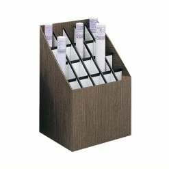 Hot Sale ✔️ Safco Upright 20 Compartment Wood/Fiberboard Roll Files In Walnut 🔥