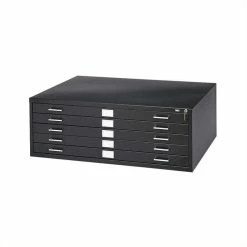 Buy 🎉 Safco 5 Drawer Metal Flat Files Cabinet For 24" X 36" Documents In Black ⌛