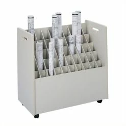 Hot Sale ✨ Safco 50 Compartment Mobile Wood Roll Files Storage In Putty 🤩